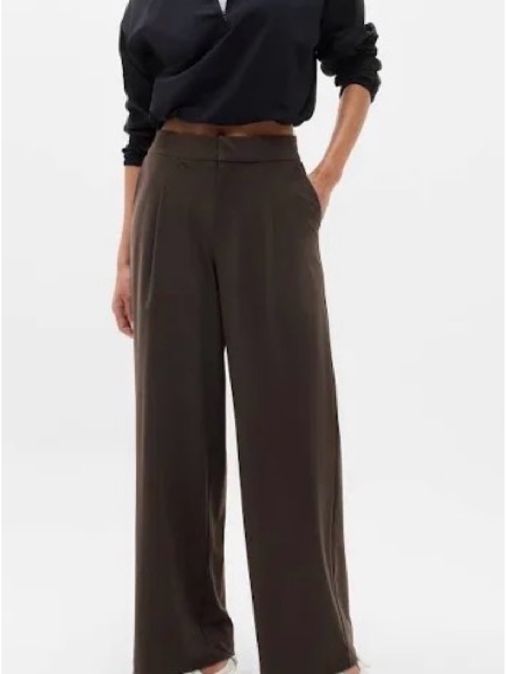 Athleta Wide-Leg High-Rise Pants in Dark Brown size 4